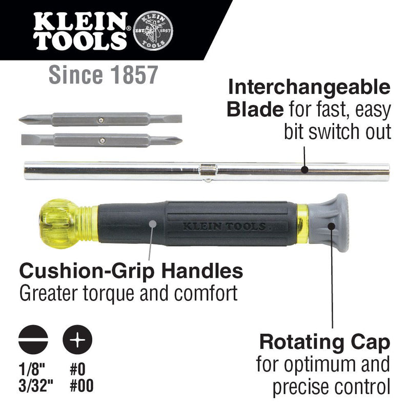 KLEIN TOOLS 4 IN 1 ELECTRONICS SCREWDRIVER ROTATING  32581 T52600